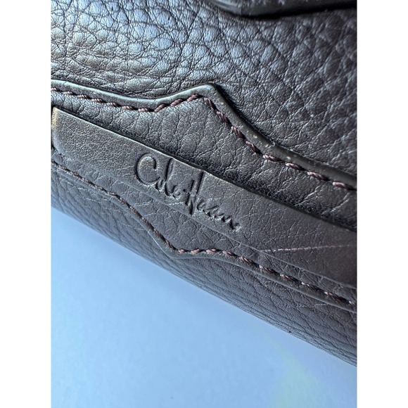 Cole Haan Barrel Satchel Purse Handbag Dark Chocolate Espresso Pebble Leather - Picture 6 of 15